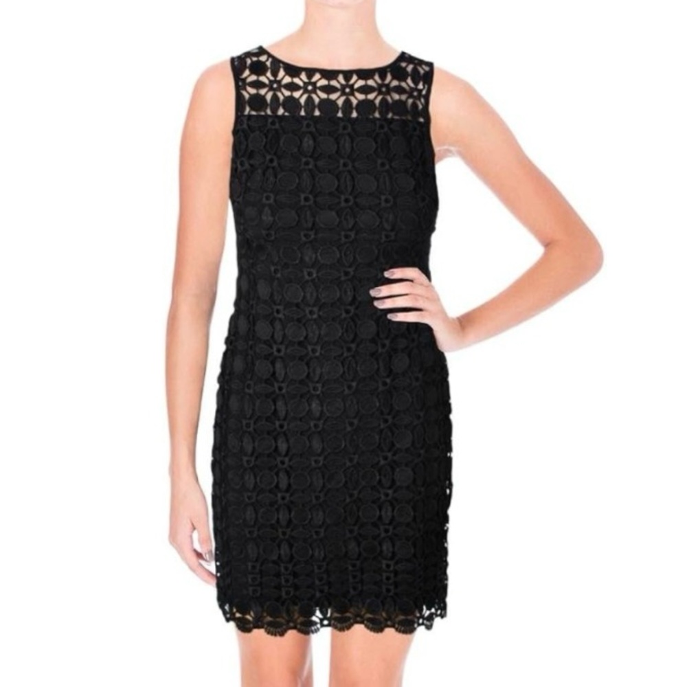 Lauren Ralph Lauren Lace Illusion Sheath Dress Women’s Sz 8 Sleeveless Cocktail